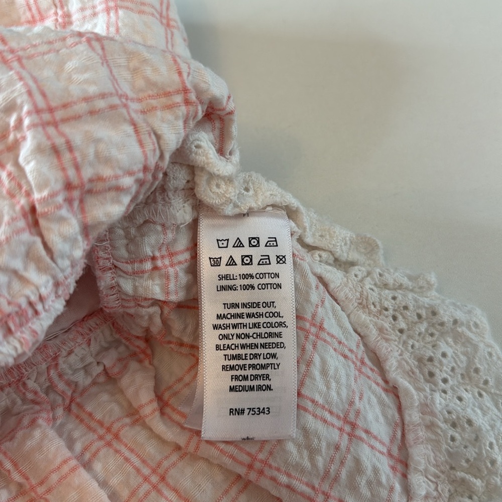 Tabari Baby Pink and White Plaid and Lace Baby Dress with Bonnet Size 3-6M - Picture 7 of 11